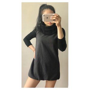 💙 Dark blue fall/winter dress with a black thin loop scarf 🖤